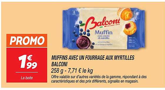 MUFFINS AVEC UN FOURRAGE AUX MYRTILLES BALCONI