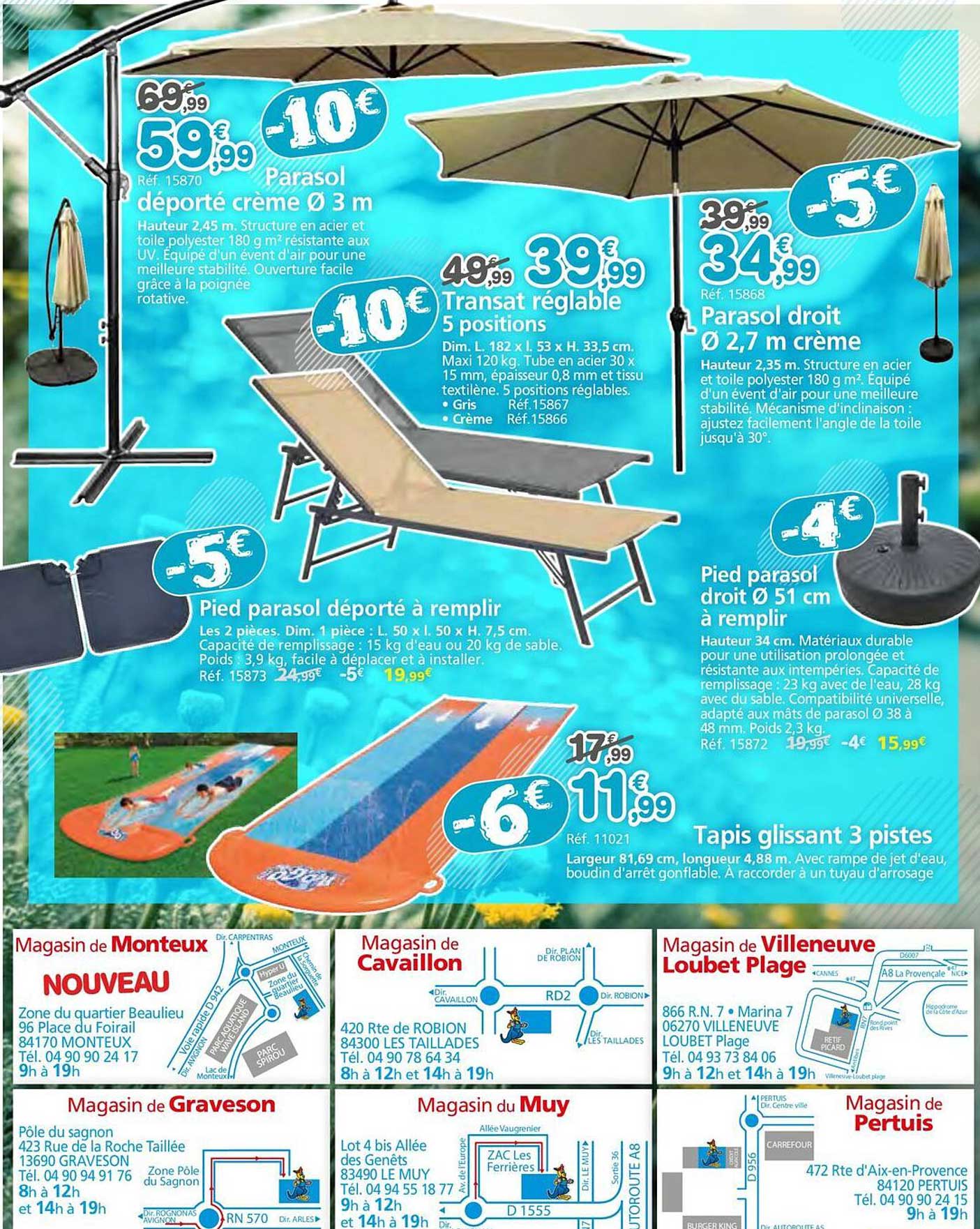 Parasol déporté crème Ø 3 m