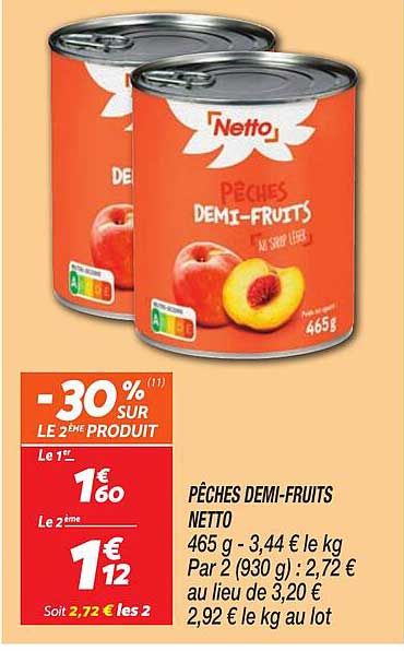 PÊCHES DEMI-FRUITS NETTO