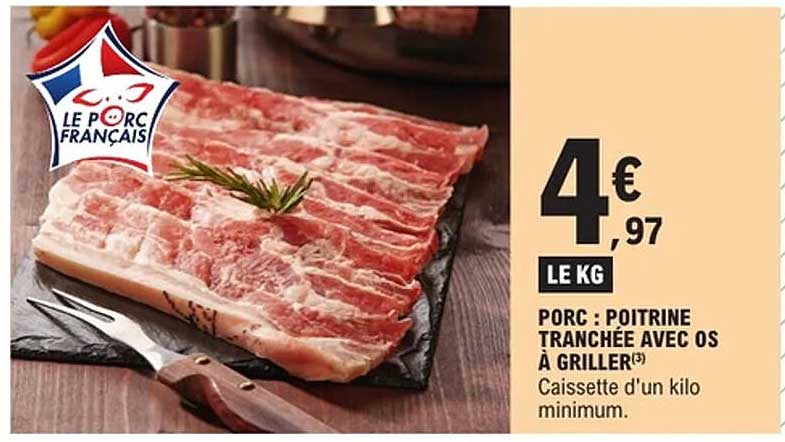 PORC : POITRINE TRANCHÉE AVEC OS À GRILLER