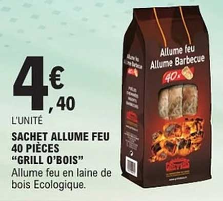 SACHET ALLUME FEU 40 PIÈCES "GRILL O’BOIS"