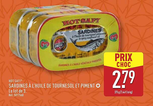 SARDINES À L'HUILE DE TOURNESOL ET PIMENT - Le lot de 3
