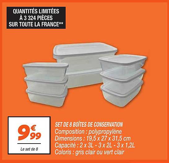 SET DE 8 BOÎTES DE CONSERVATION