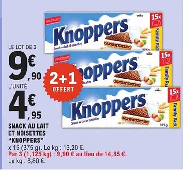 SNACK AU LAIT ET NOISETTES "KNOPPERS"