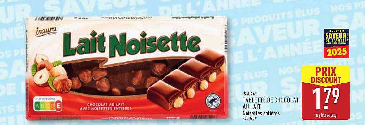 TABLETTE DE CHOCOLAT AU LAIT