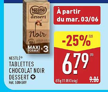 TABLETTES CHOCOLAT NOIR DESSERT