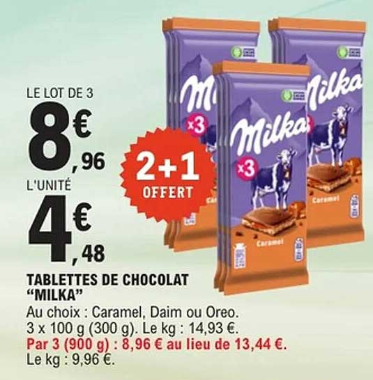 TABLETTES DE CHOCOLAT "MILKA"