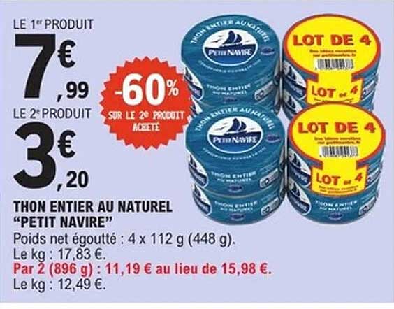 THON ENTIER AU NATUREL "PETIT NAVIRE"