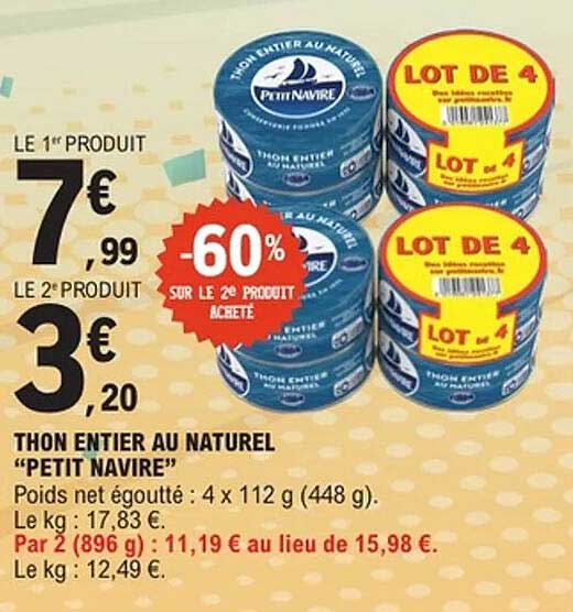 THON ENTIER AU NATUREL "PETIT NAVIRE"