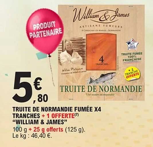 TRUITE DE NORMANDIE FUMÉE X4 TRANCHES + 1 OFFERTE