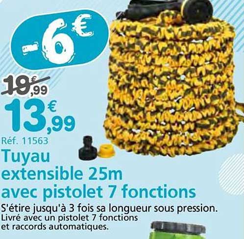 Tuyau extensible 25m avec pistolet 7 fonctions