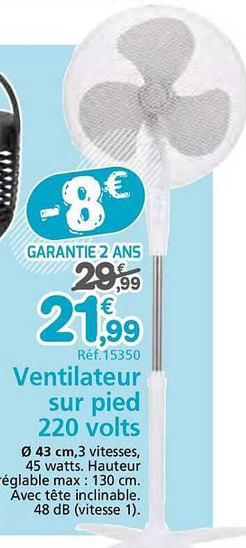 Ventilateur sur pied 220 volts