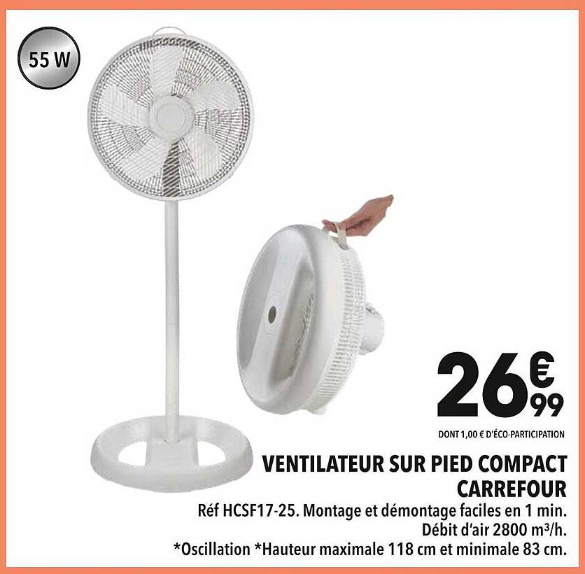 VENTILATEUR SUR PIED COMPACT CARREFOUR