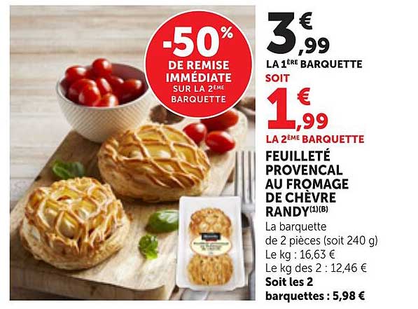 -50% de remise immédiate sur la 2ème barquette