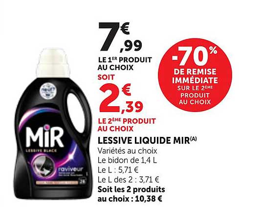 -70% de remise immédiate sur le 2ème produit au choix