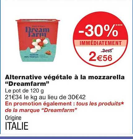Alternative végétale à la mozzarella “Dreamfarm”