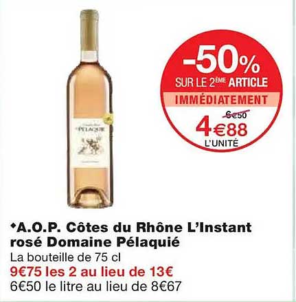 A.O.P. Côtes du Rhône L’Instant rosé Domaine Pélauquié