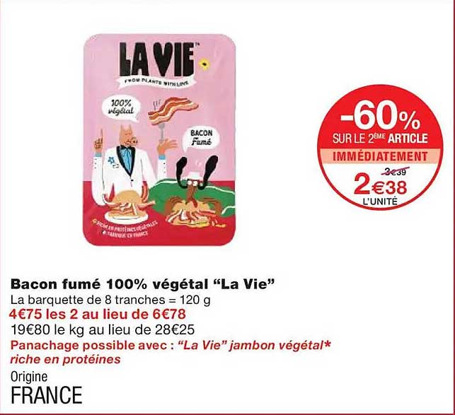 Bacon fumé 100% végétal “La Vie”