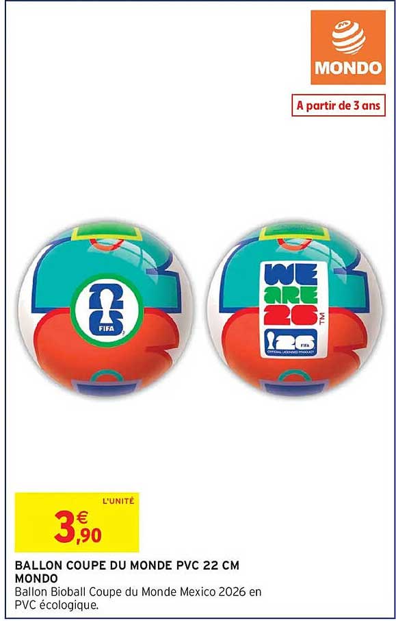 BALLON COUPE DU MONDE PVC 22 CM MONDO
