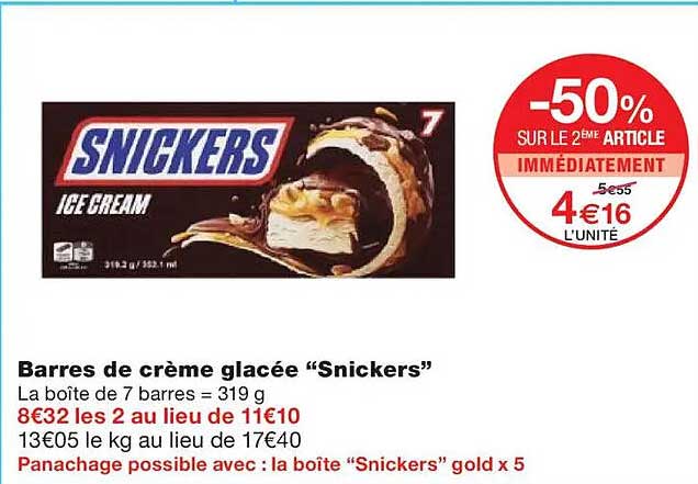 Barres de crème glacée “Snickers”