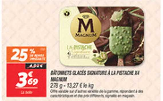 BÂTONNETS GLACÉS BOURBON V.A. PISTACHE x4 MAGNUM