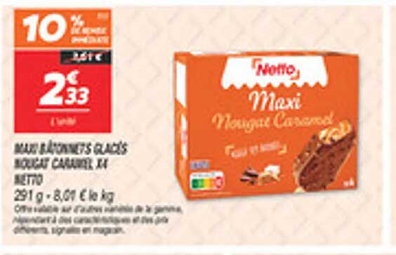 Bâtons glacés saliss? caramel, x4 Netto