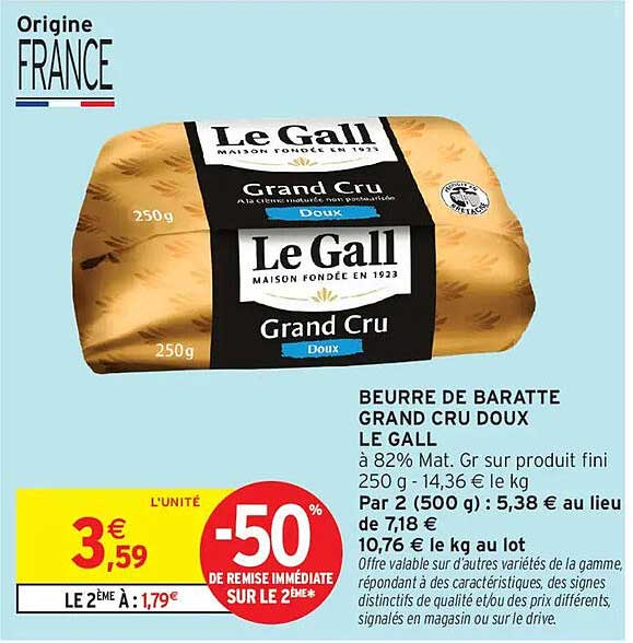 BEURRE DE BARATTE GRAND CRU DOUX LE GALL