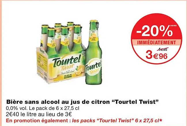Bière sans alcool au jus de citron “Tourtel Twist”