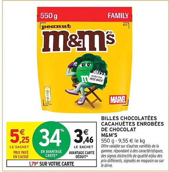 BILLES CHOCOLATÉES CACAHUÈTES ENROBÉES DE CHOCOLAT M&M'S 550 g