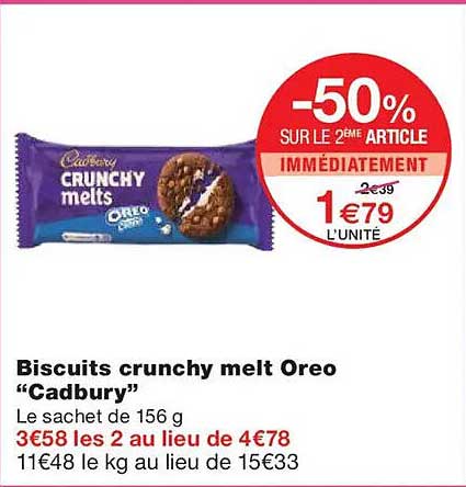 Biscuits crunchy melt Oreo “Cadbury”