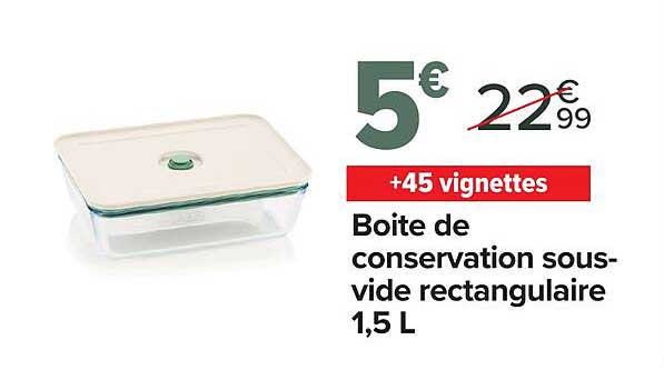 Boite de conservation sous-vide rectangulaire 1,5 L