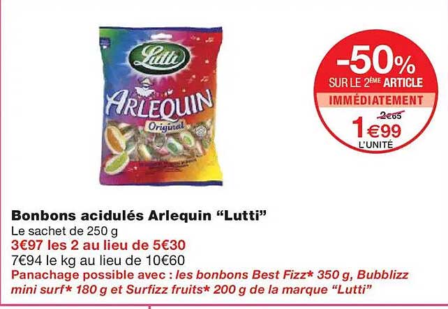 Bonbons acidulés Arlequin “Lutti”