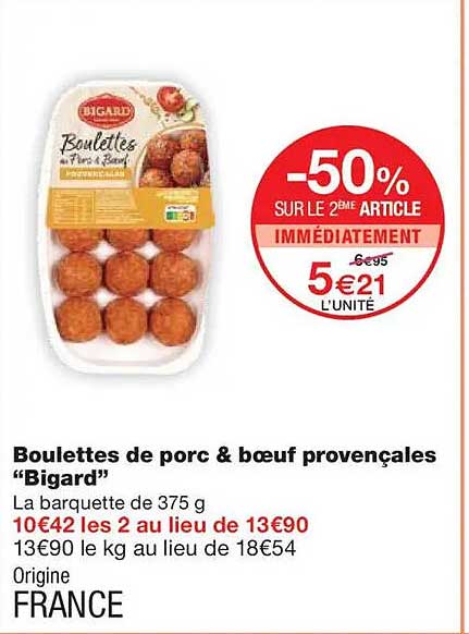 Boulettes de porc & boeuf provençales “Bigard”
