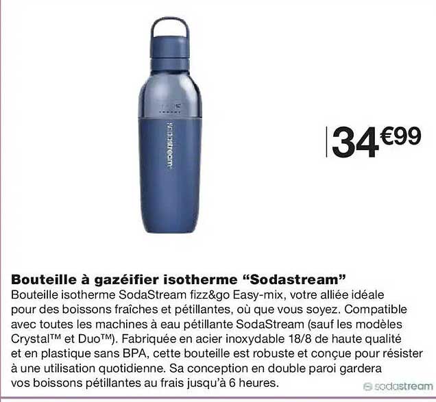 Bouteille à gazéifier isotherme “Sodastream”