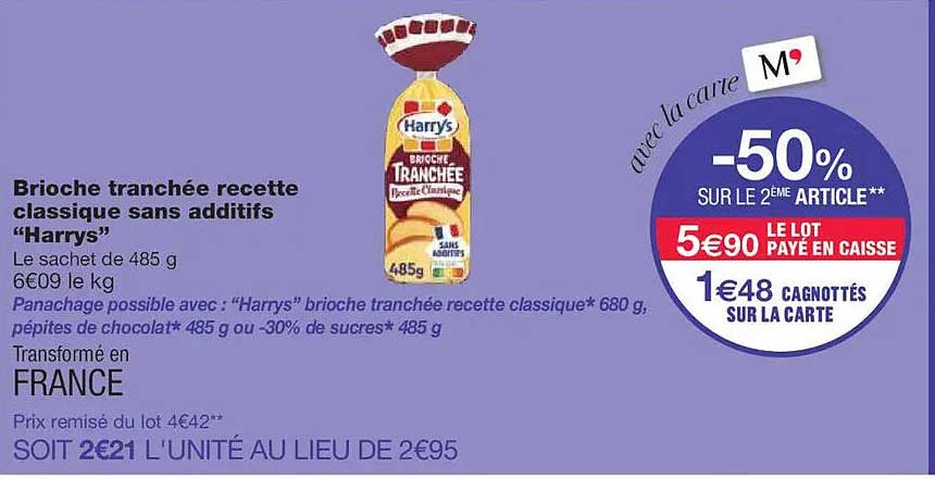 Brioche tranchée recette classique sans additifs “Harrys”
