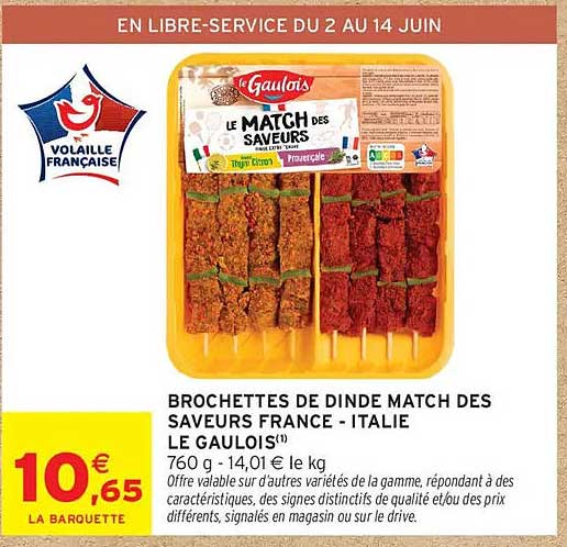 BROCHETTES DE DINDE MATCH DES SAVEURS FRANCE - ITALIE LE GAULOIS(1)