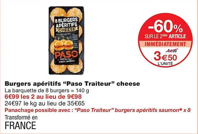 Burgers apéritifs “Paso Traiteur” cheese