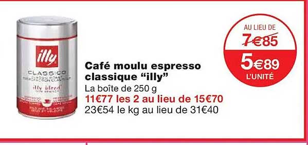 Café moulu espresso classique “illy”