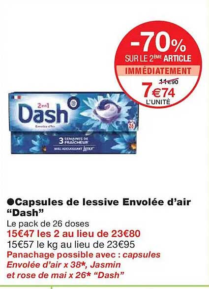 Capsules de lessive Envolée d’air “Dash”
