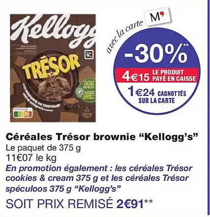 Céréales Trésor brownie “Kellogg’s”