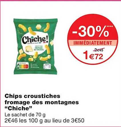 Chips croustiches fromage des montagnes “Chiche”