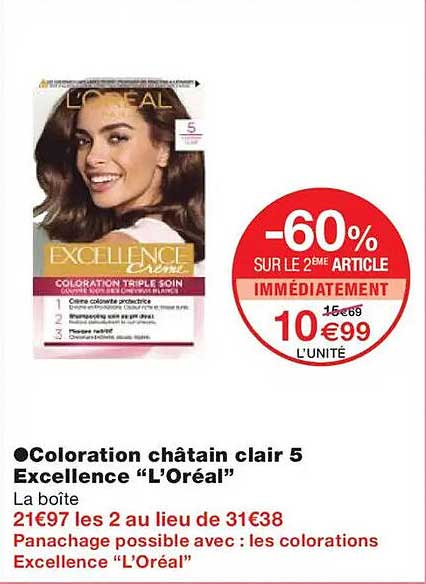 Coloration châtain clair 5 Excellence “L’Oréal”