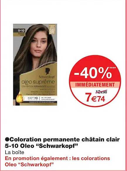 Coloration permanente châtain clair 5-10 Oleo “Schwarzkopf”
