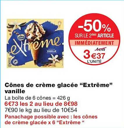 Cônes de crème glacée “Extrême” vanille