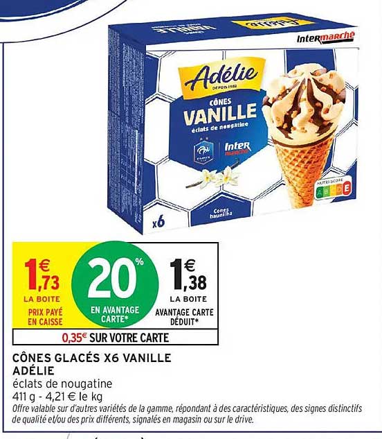 CÔNES GLACÉS X6 VANILLE ADÉLIE éclats de nougatine
