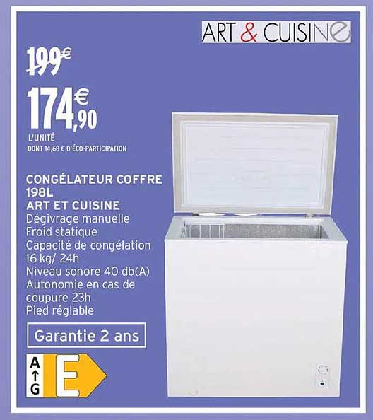 CONGÉLATEUR COFFRE 198L ART ET CUISINE