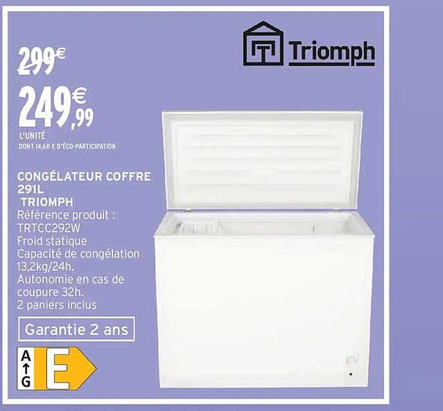CONGÉLATEUR COFFRE 291L TRIOMPH