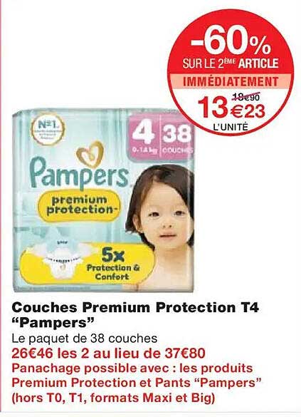 Couches Premium Protection T4 “Pampers”