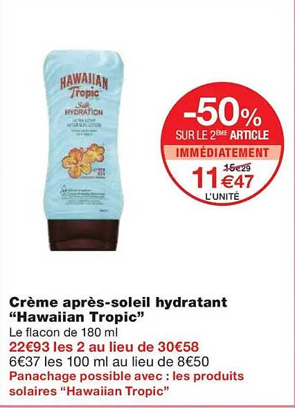 Crème après-soleil hydratant “Hawaiian Tropic”