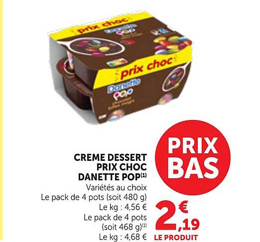 CREME DESSERT PRIX CHOC DANETTE POP